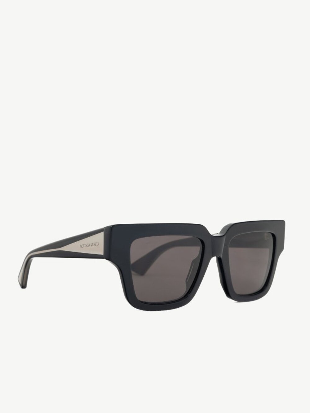 Bottega Veneta BV1276S Black Square Silver-Tone-Arm Sunglasses